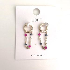 LOFT Huggie Dangle Bead Earrings - Gold